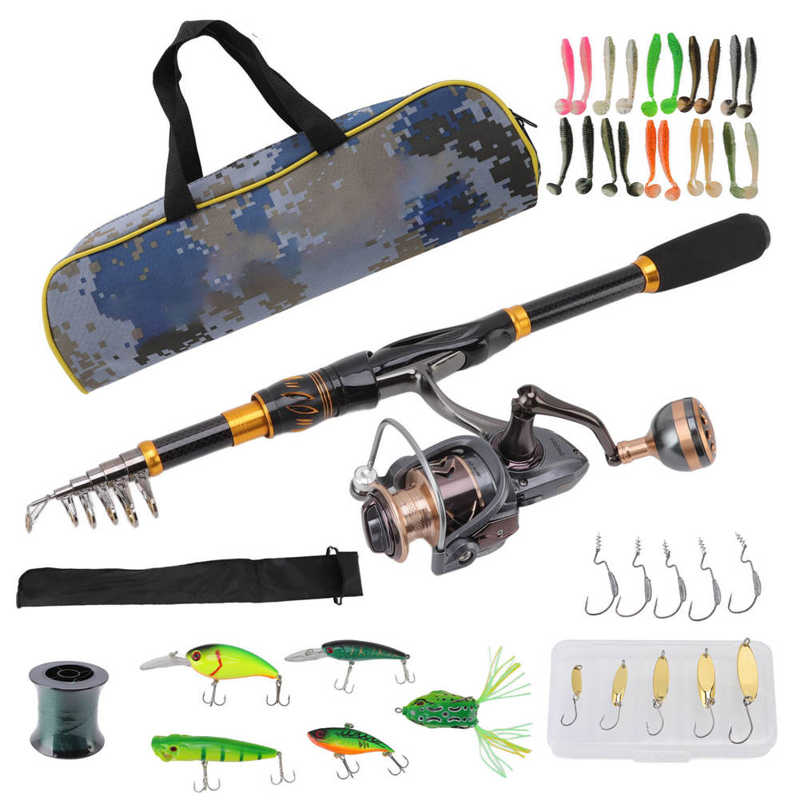 Fishing Rod Kit Tackle Bag Lure Rod Set Complete Kit Portable Perfect Gift for Fish Pond